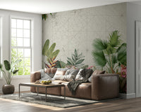 Vintage botanical mural wallpaper for a natural home vibe.

