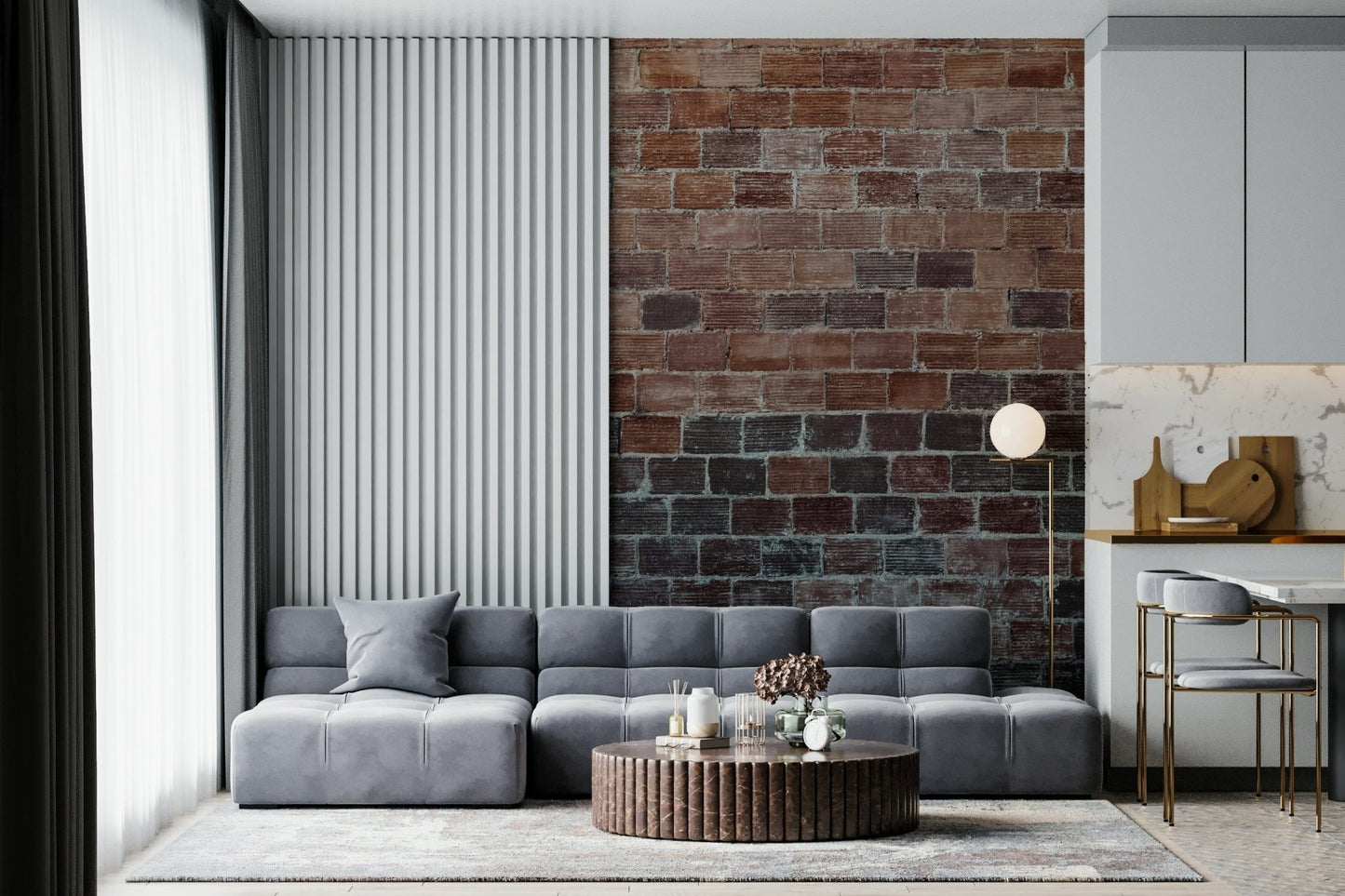 Textured vintage brick mural with subtle color variations creating a natural, authentic look.