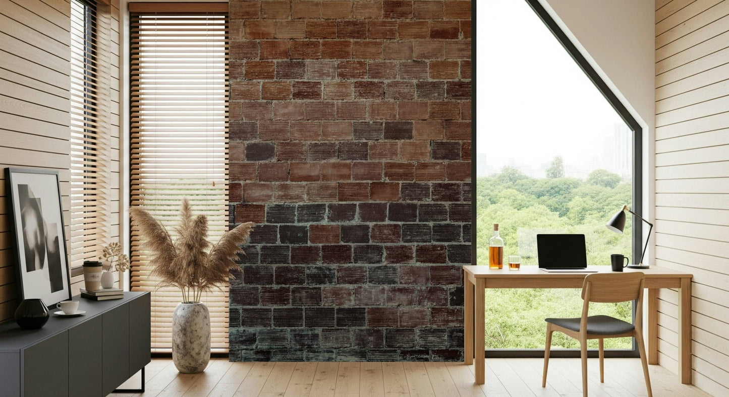 Decorative brick texture wallpaper mural adding warmth, texture, and character to modern spaces.