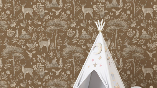 Vintage Brown Wildlife Wallpaper
