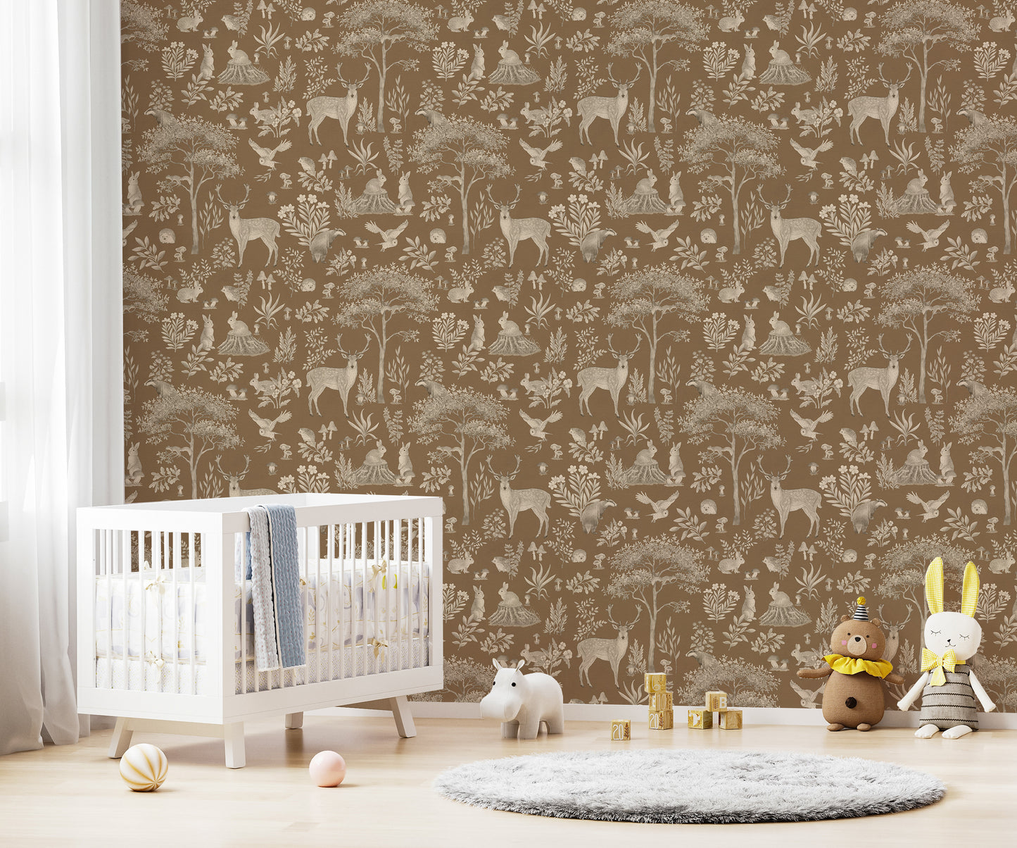 Vintage Brown Wildlife Wallpaper