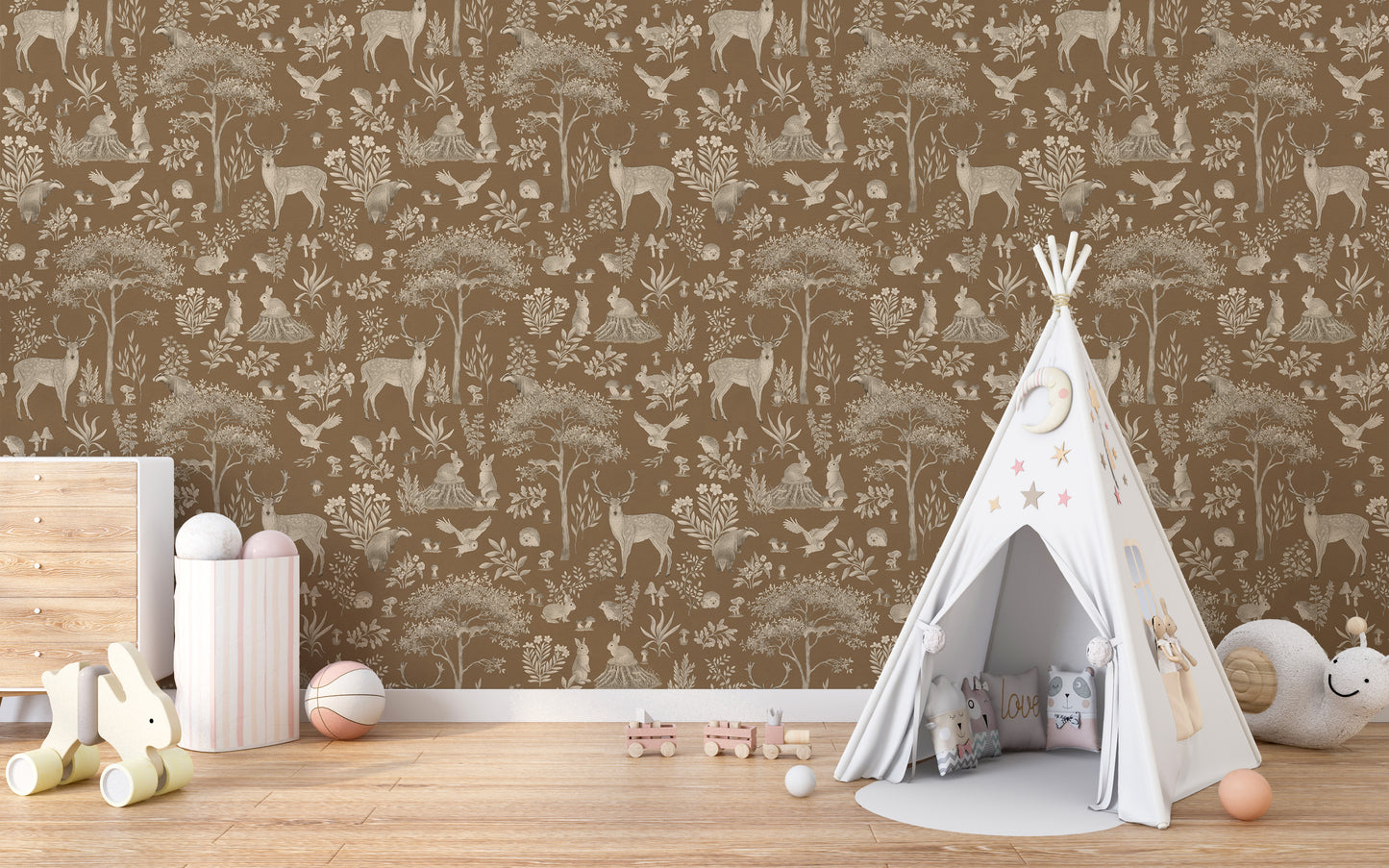 Vintage Brown Wildlife Wallpaper