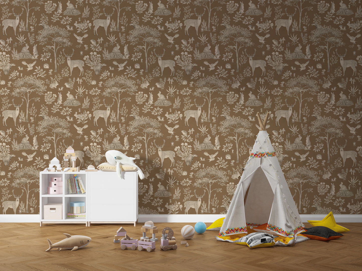 Vintage Brown Wildlife Wallpaper