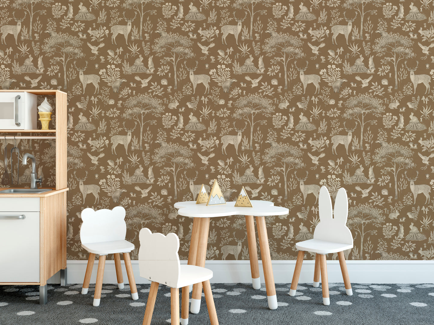 Vintage Brown Wildlife Wallpaper