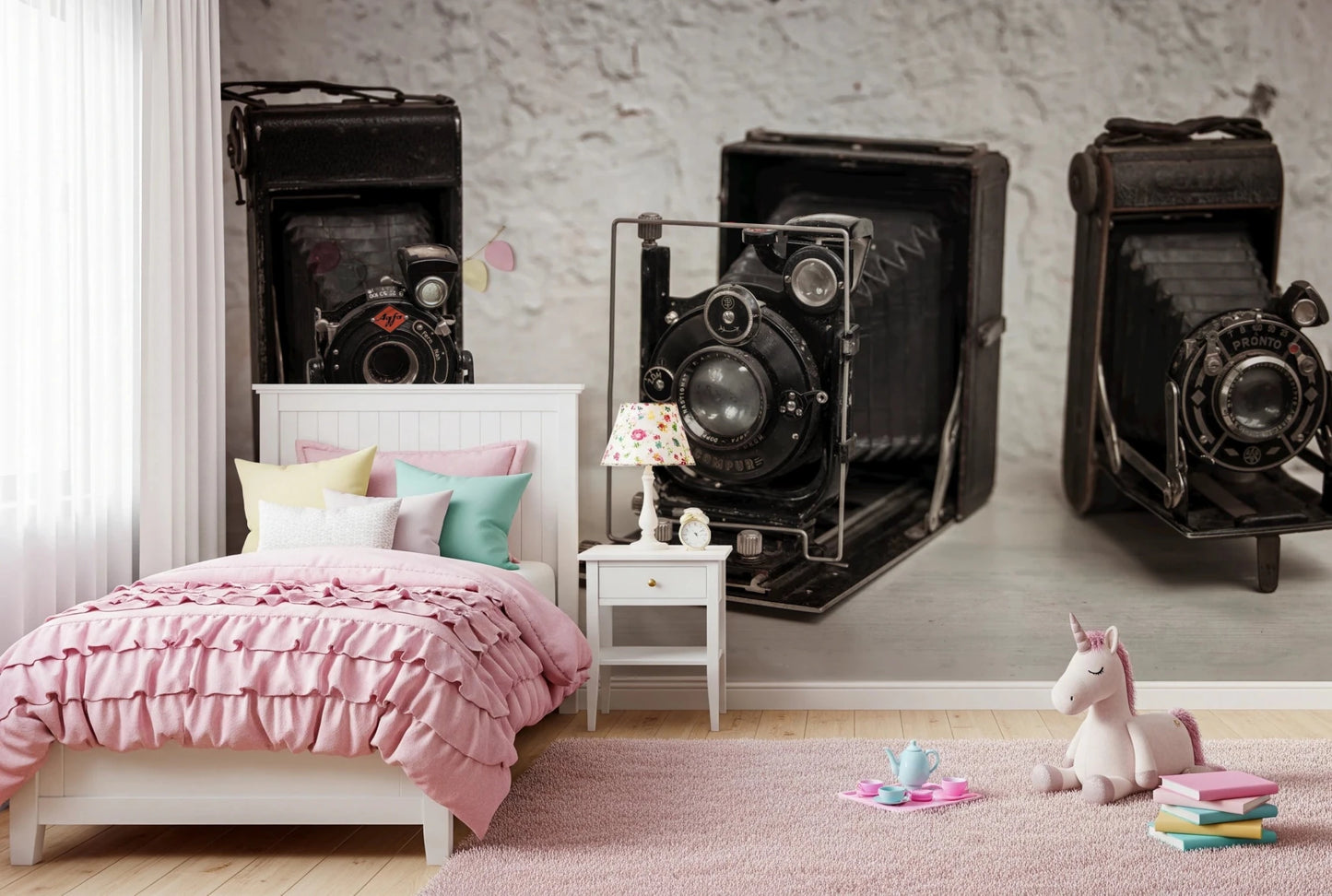 Vintage Camera Trio Wall Mural