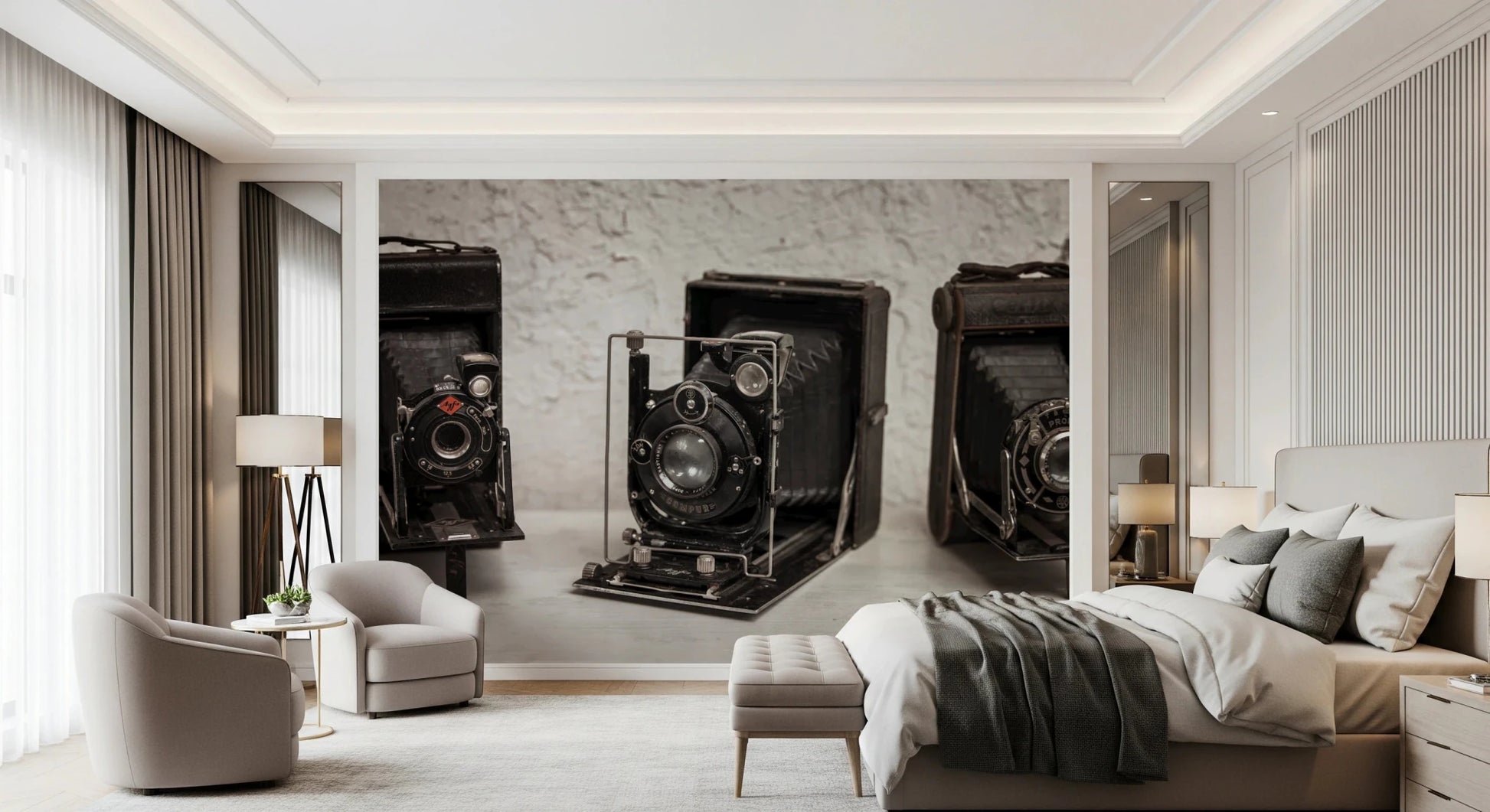 Vintage Camera Trio Wall Mural