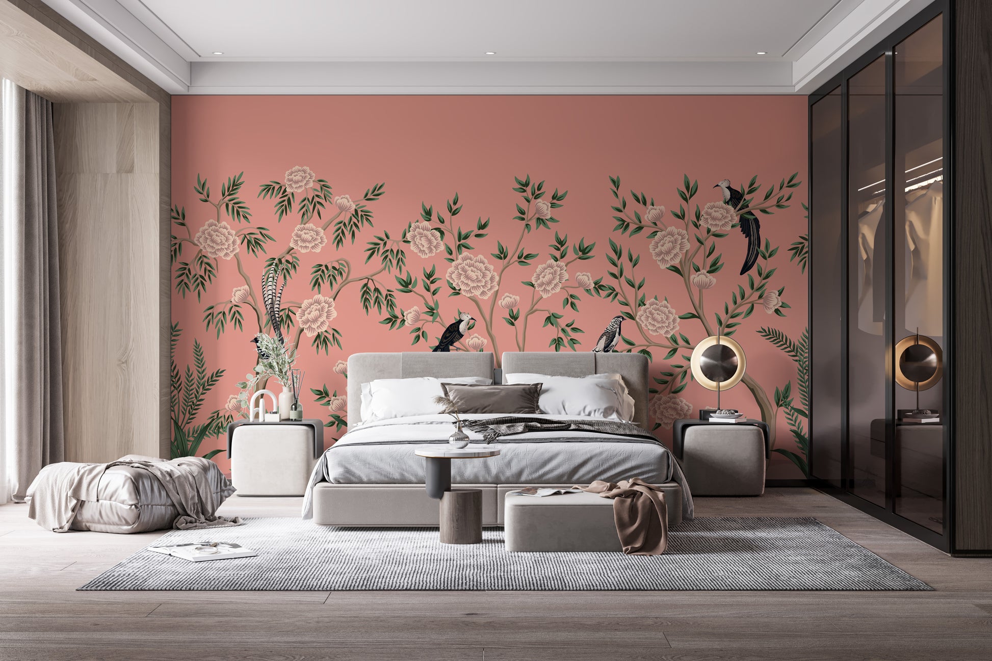 Vintage Chinoiserie Floral Wallpaper Mural - Giffywalls