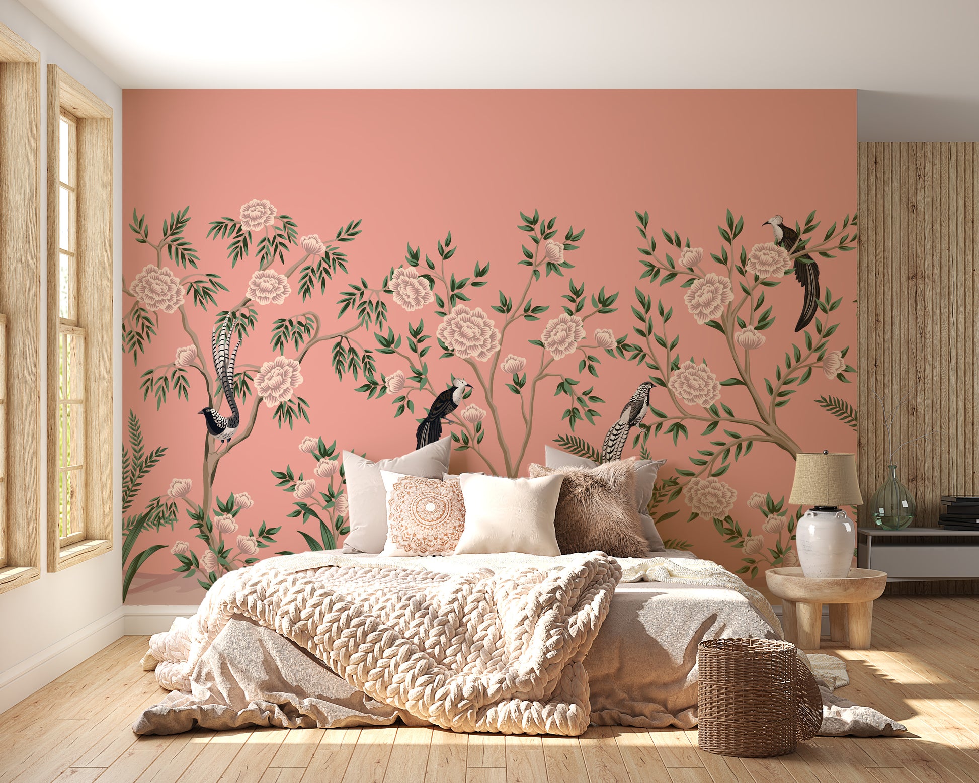 Vintage Chinoiserie Floral Wallpaper Mural - Giffywalls