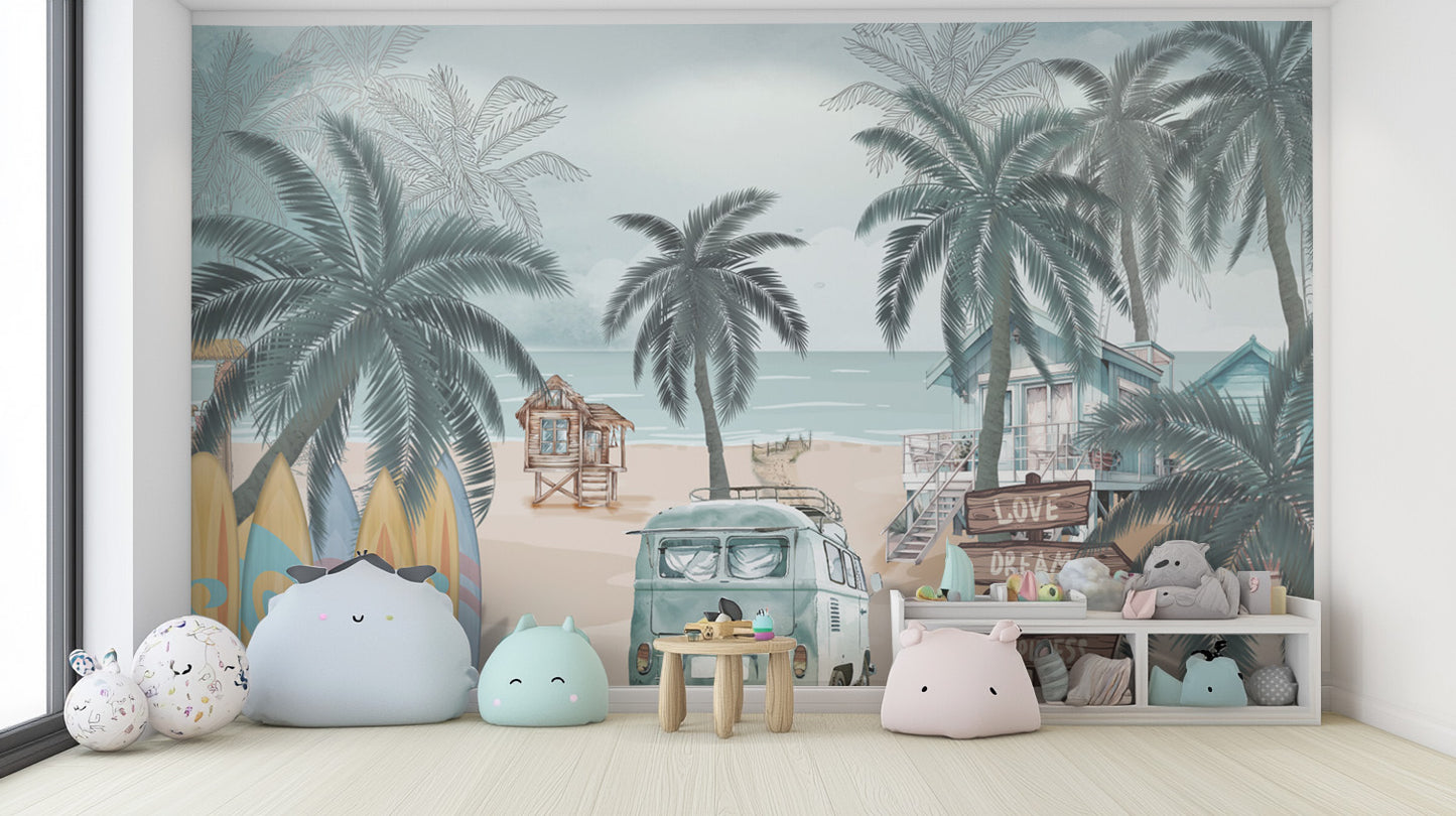 Vintage Coastal Beach Wall Mural