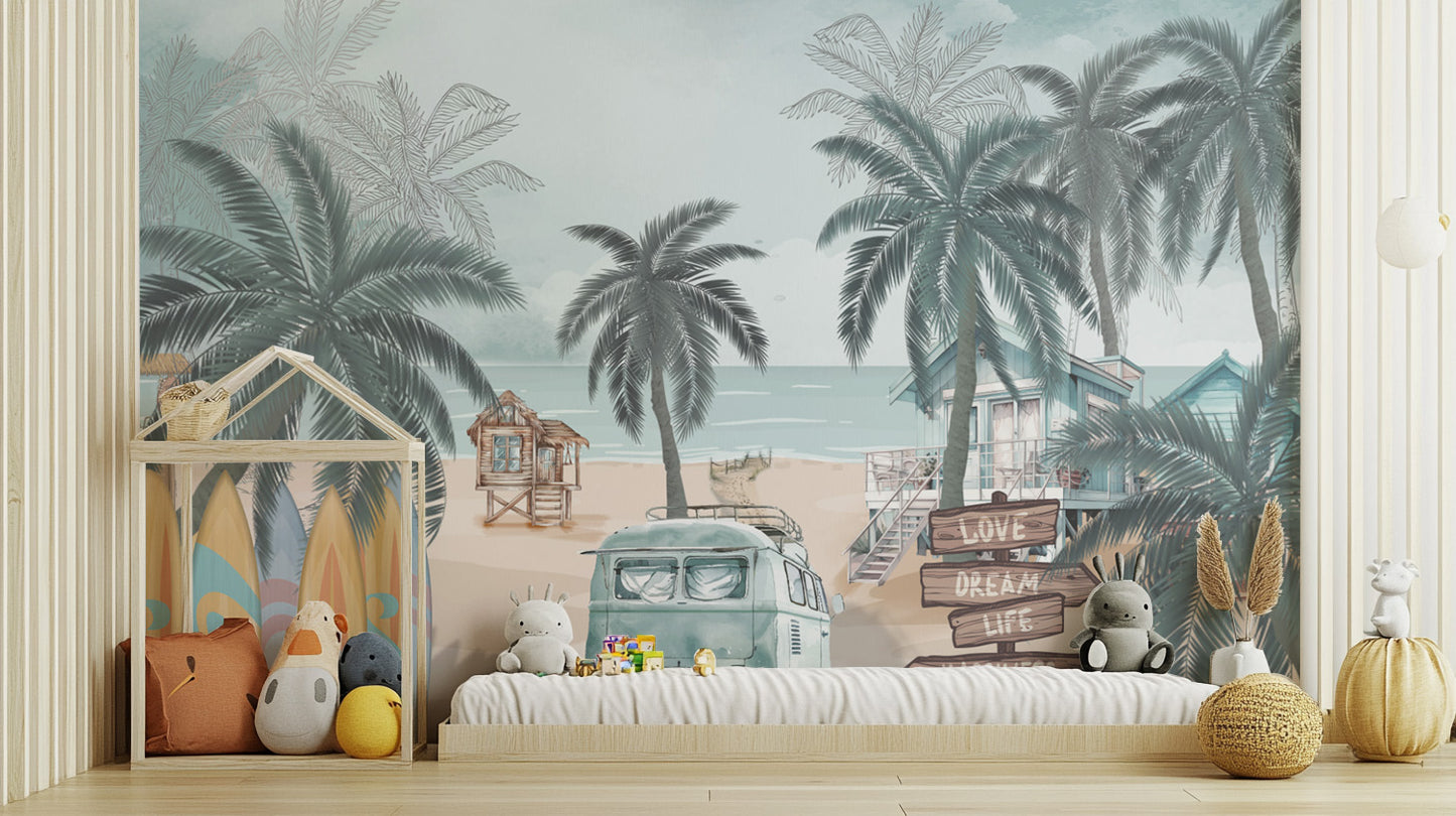 Vintage Coastal Beach Wall Mural
