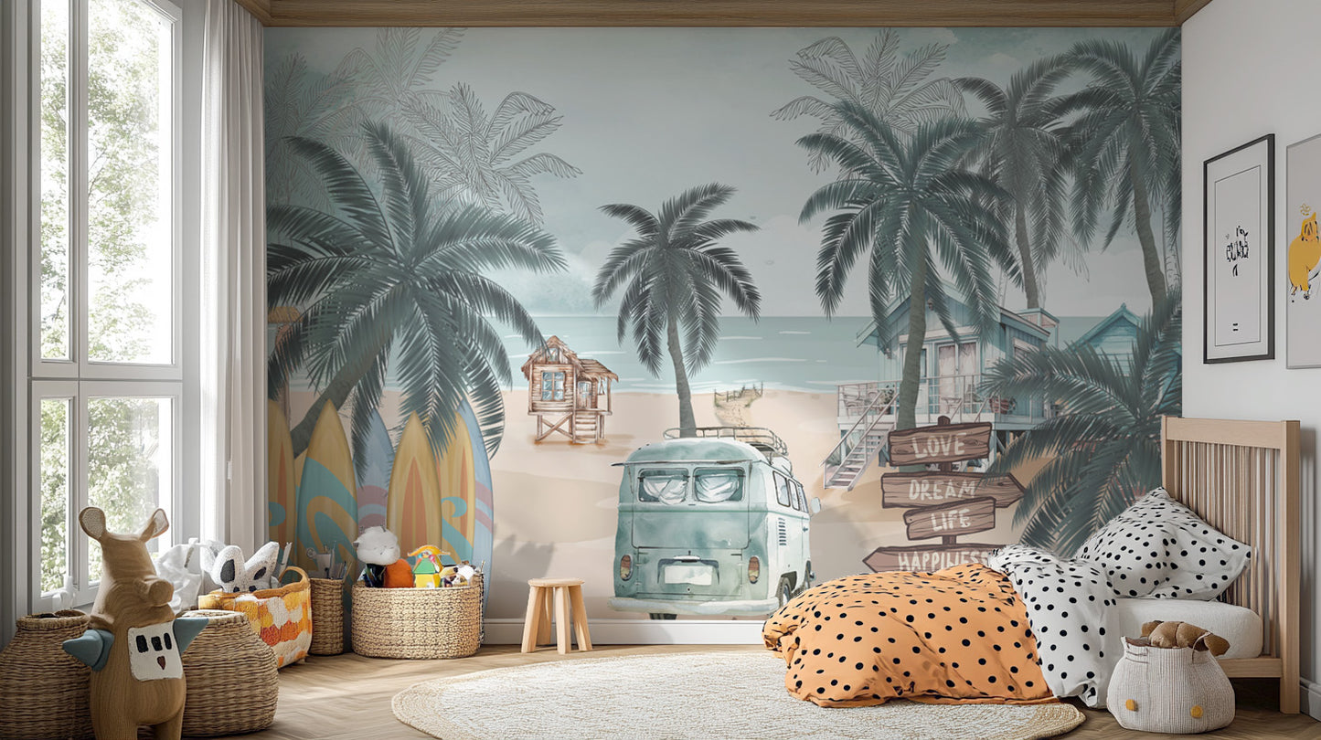 Vintage Coastal Beach Wall Mural