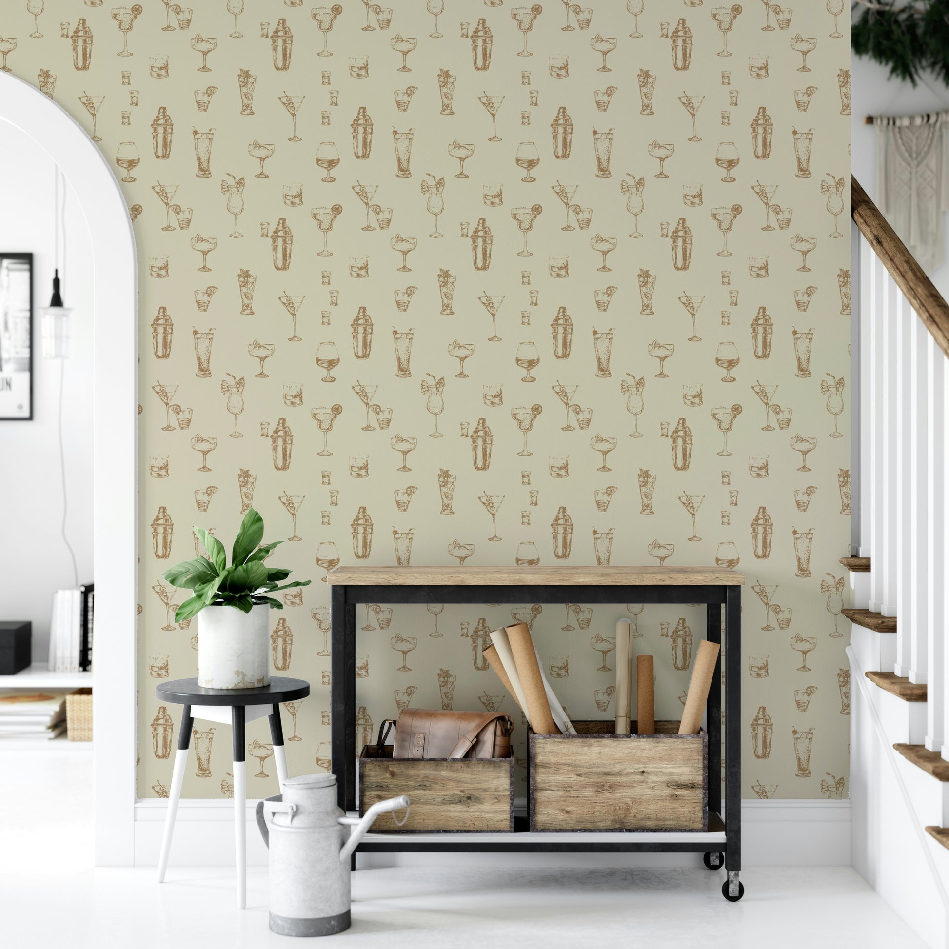 Retro bar wallpaper with timeless cocktail patterns

