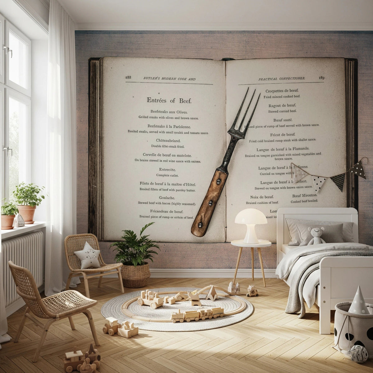 Cookbook Wall Vintage Cookbook Wall Mural | Classic Kitchen Wall Decor