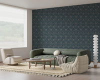Vintage DARK BLUE DAMASK Wallpaper⁠