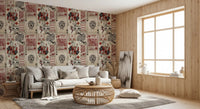 Retro deck wall mural adding charm to a living room