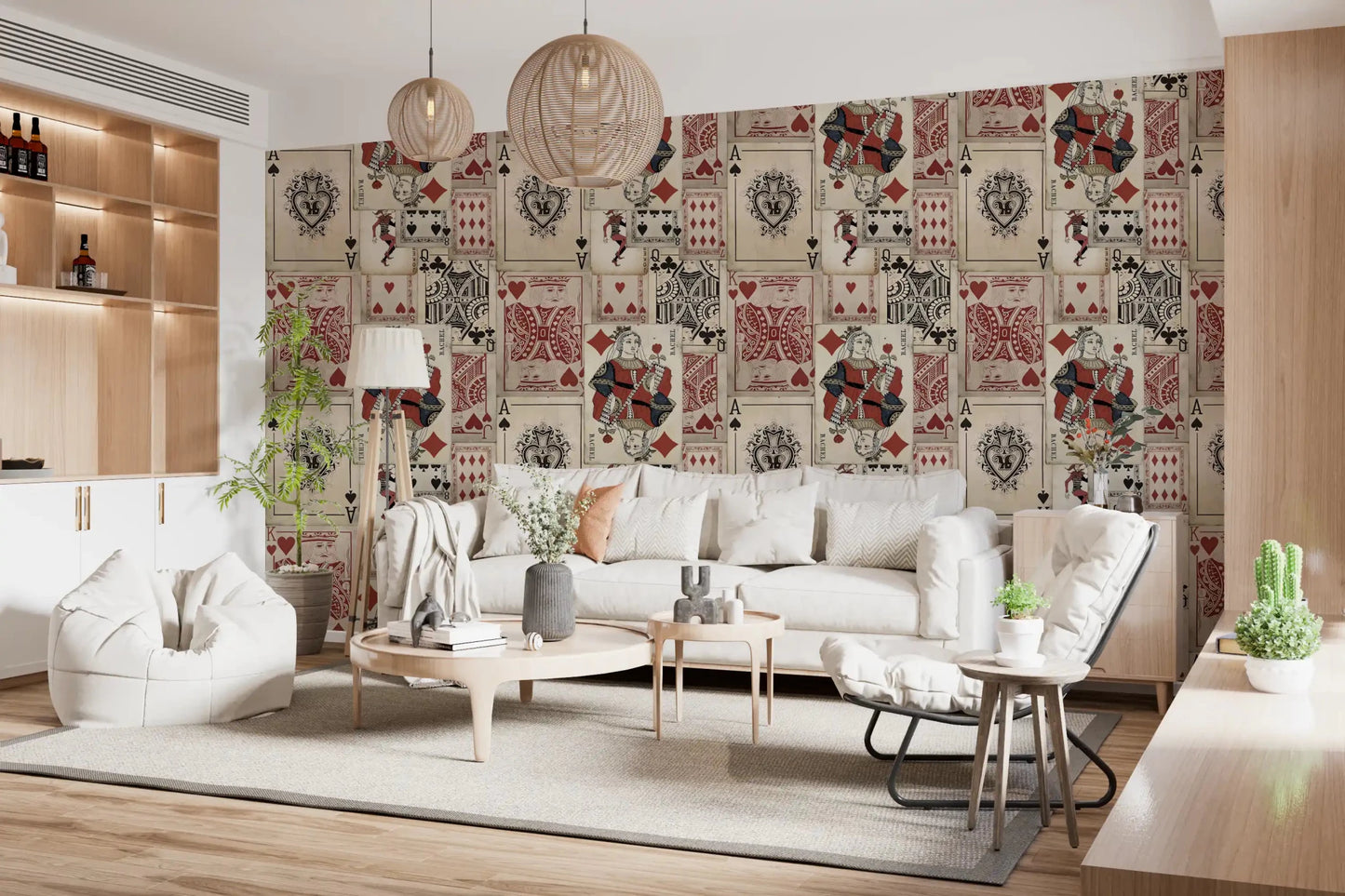 Vintage deck wall mural with classic playing card collage
