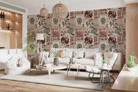 Vintage deck wall mural with classic playing card collage