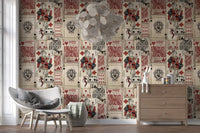 Playing card wall mural with retro deck and ace details