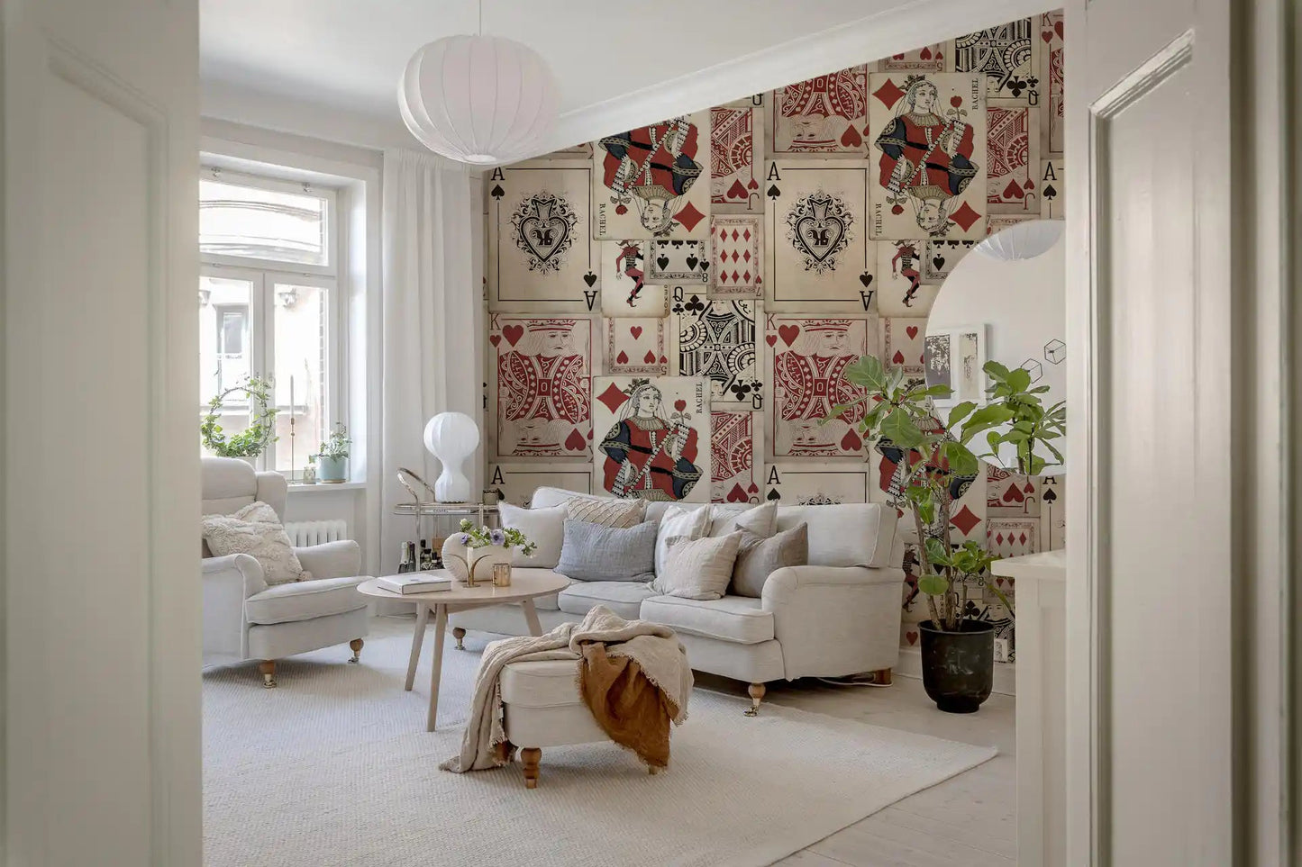Classic casino card wall mural for a Entryway area