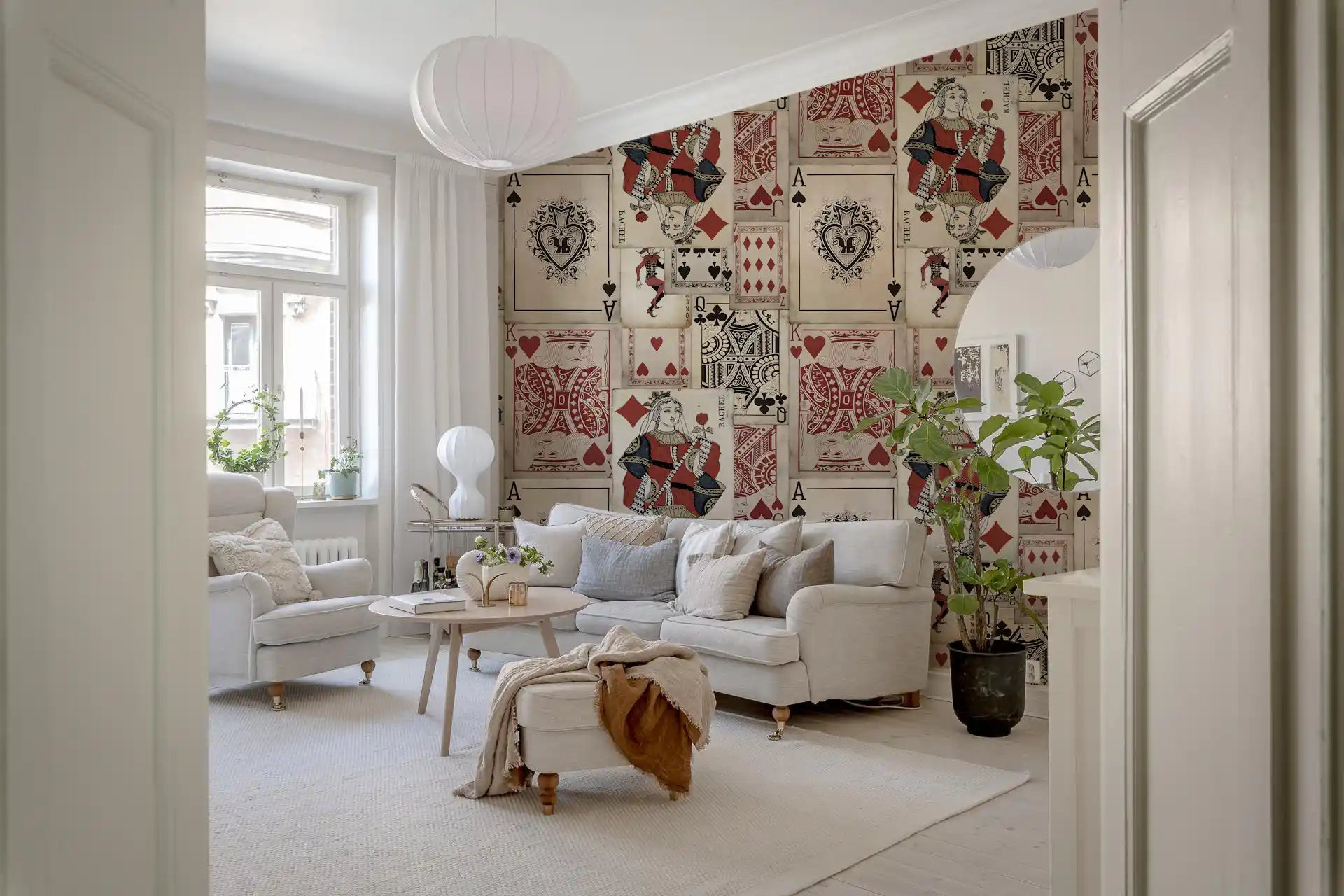 Classic casino card wall mural for a Entryway area