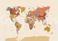 Wall mural with old-world map design
