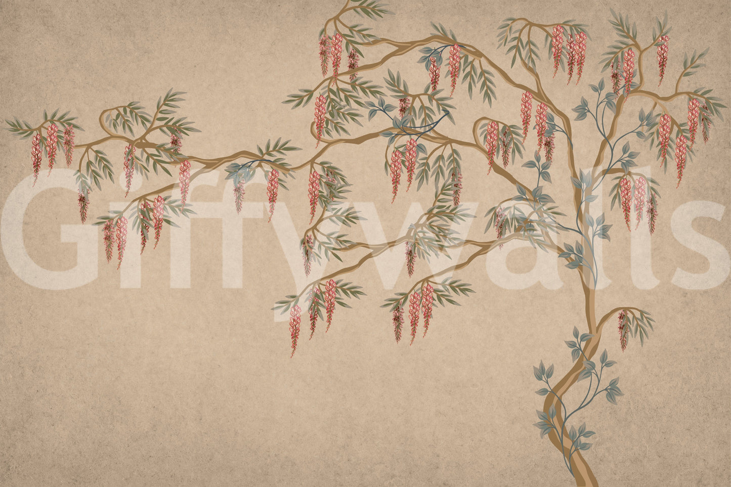 The style is a soft-focus illustration or a painterly design.

