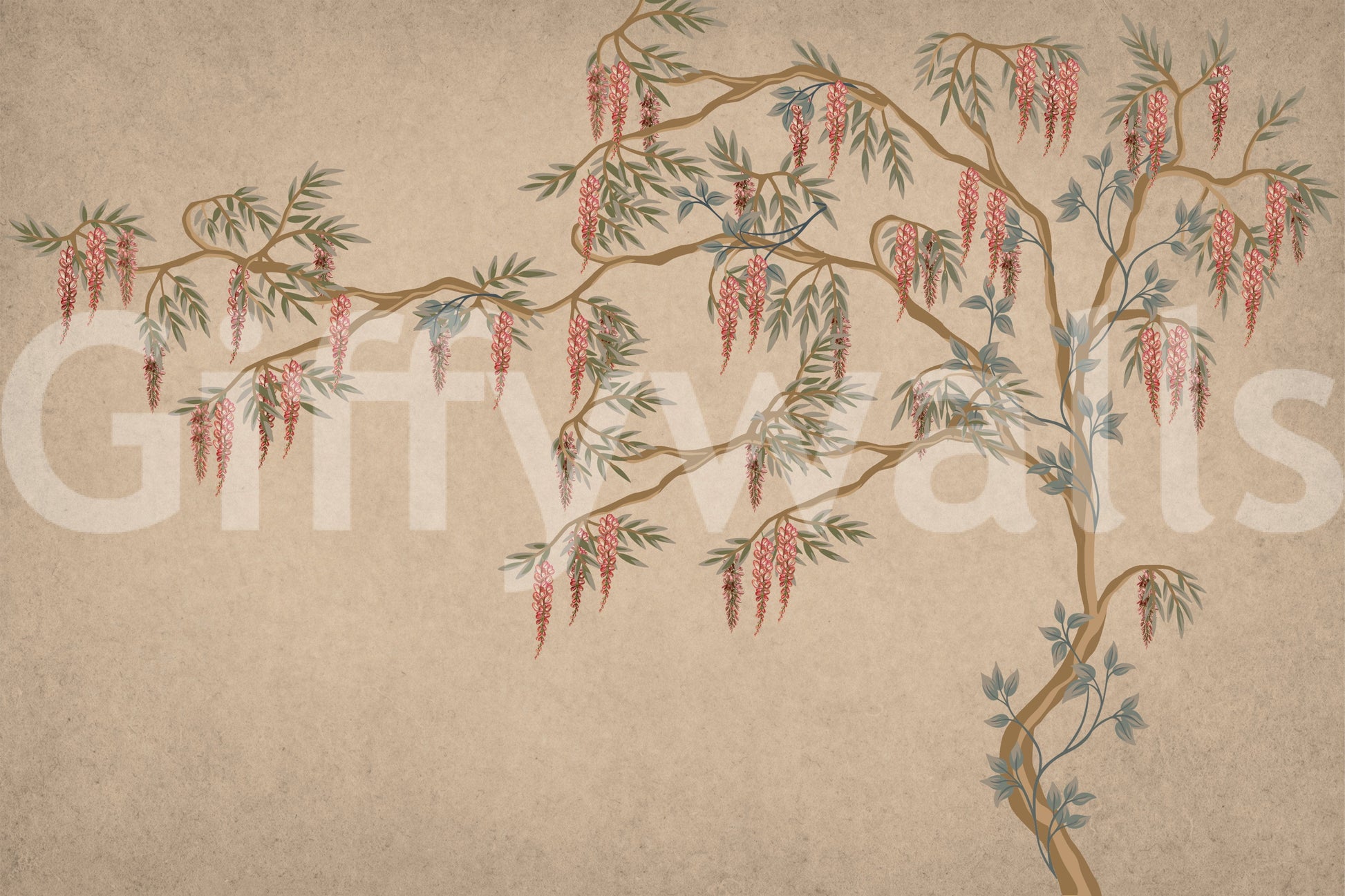 The style is a soft-focus illustration or a painterly design.

