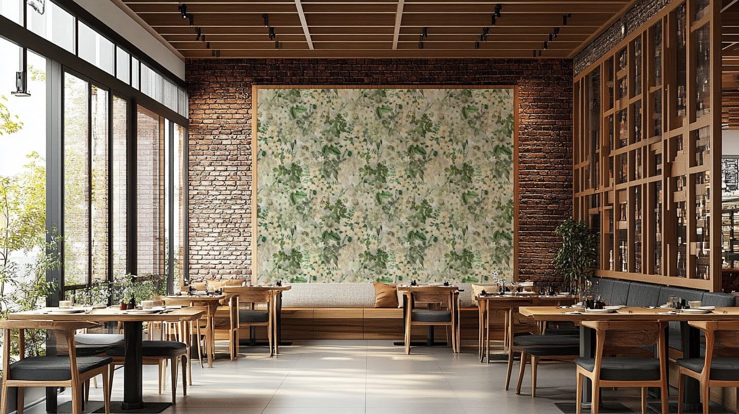 A dining area with a unique and serene design

