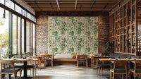 A dining area with a unique and serene design

