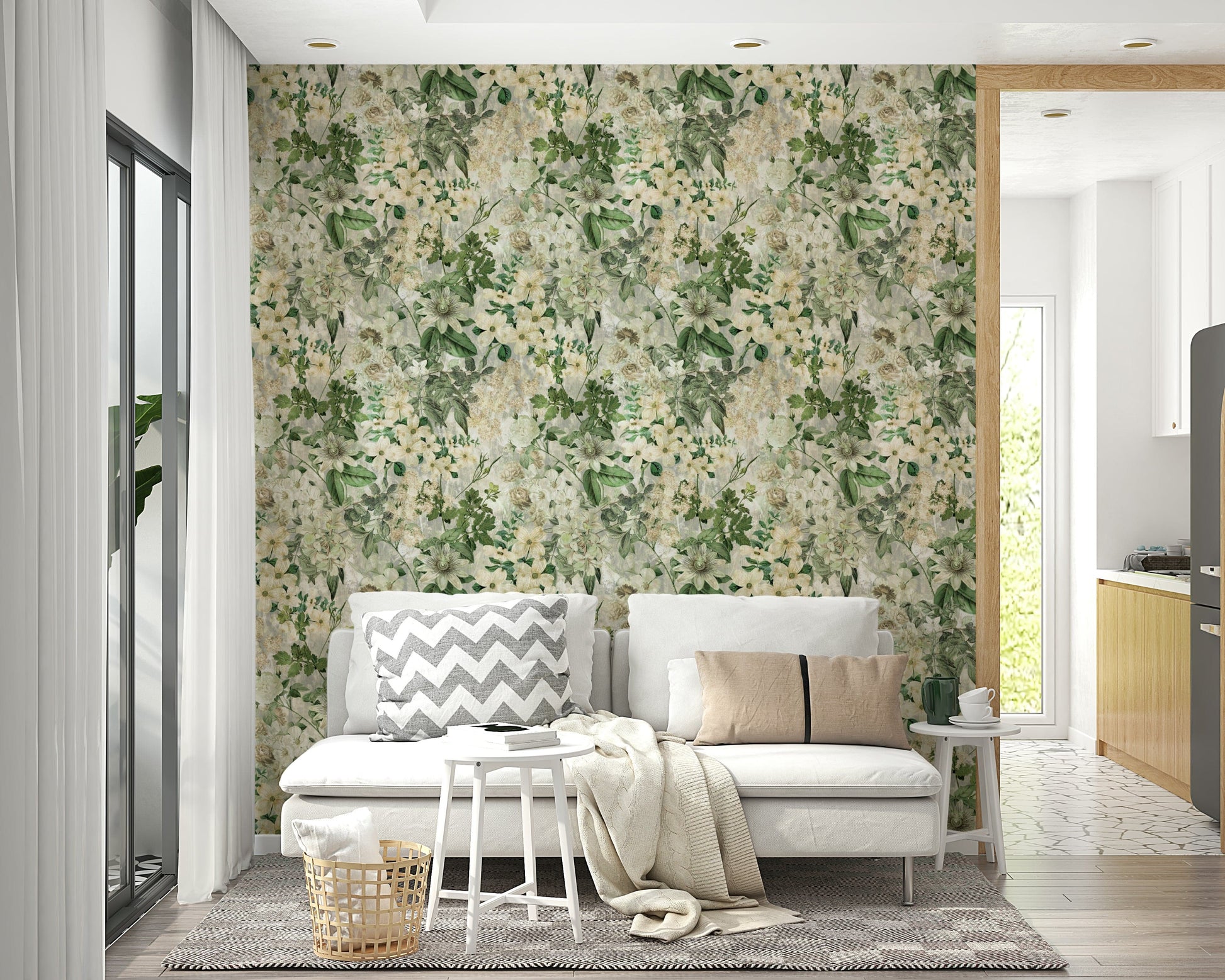 Close-up of a subtle, floral canvas pattern

