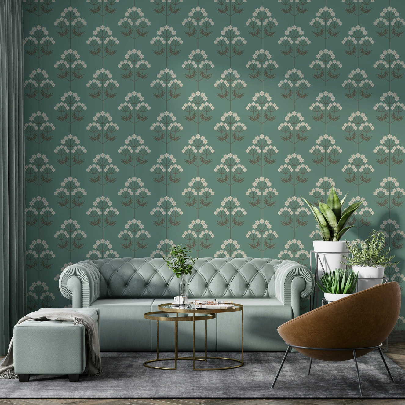 Retro Botanical playful wall mural