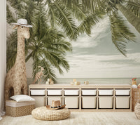 Mural wallpaper of Florida beach in retro style

