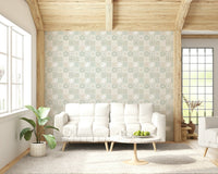 Vintage Folk Tiles – Sage Green Wallpaper⁠