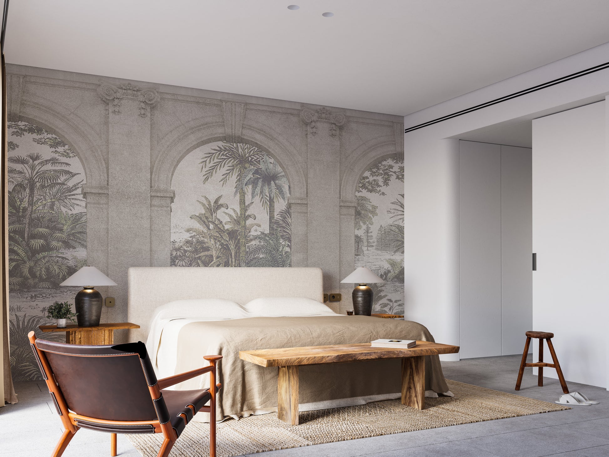 Scenic vintage architecture wallpaper mural art
