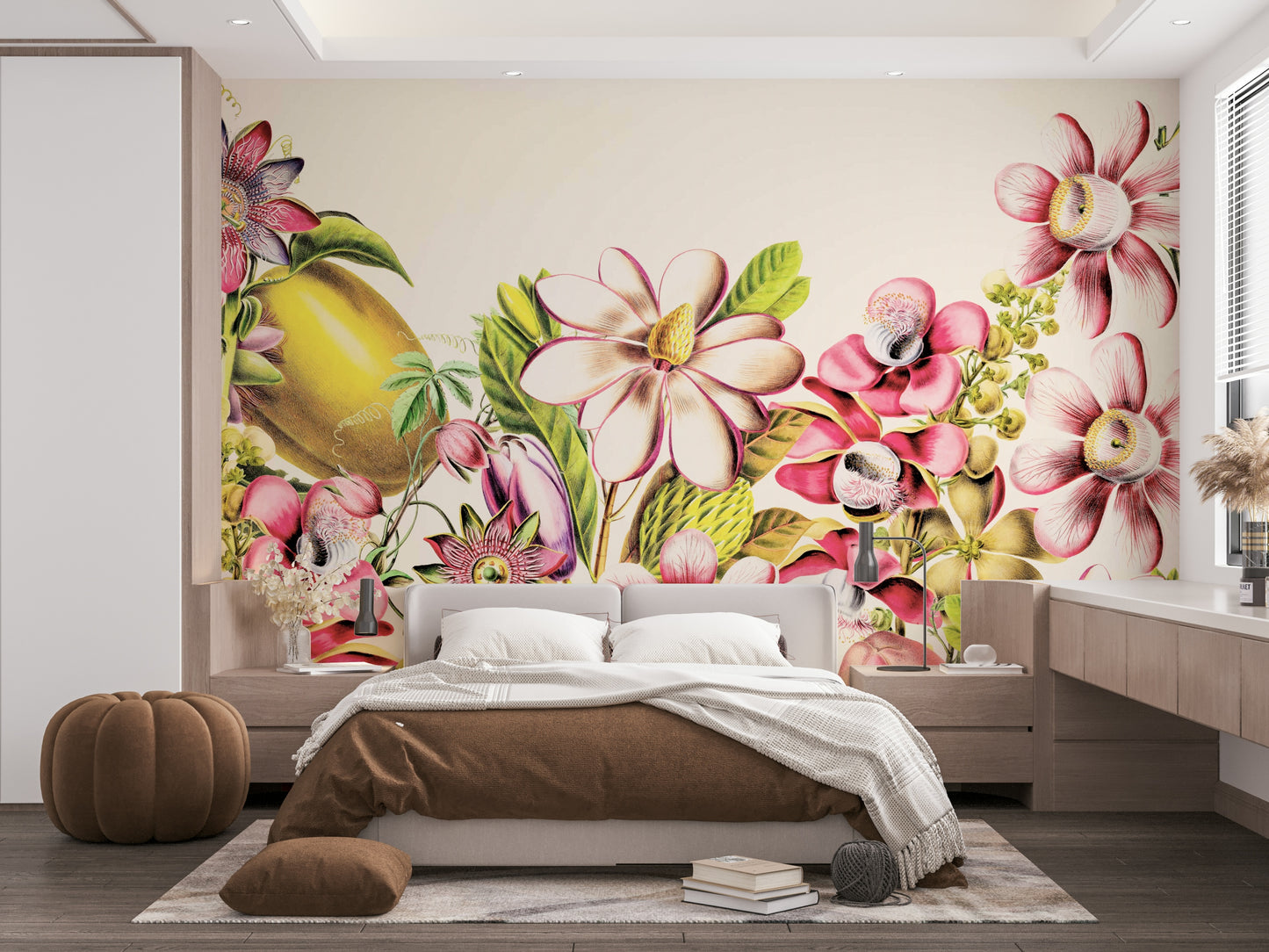Warm garden wallpaper for living rooms

