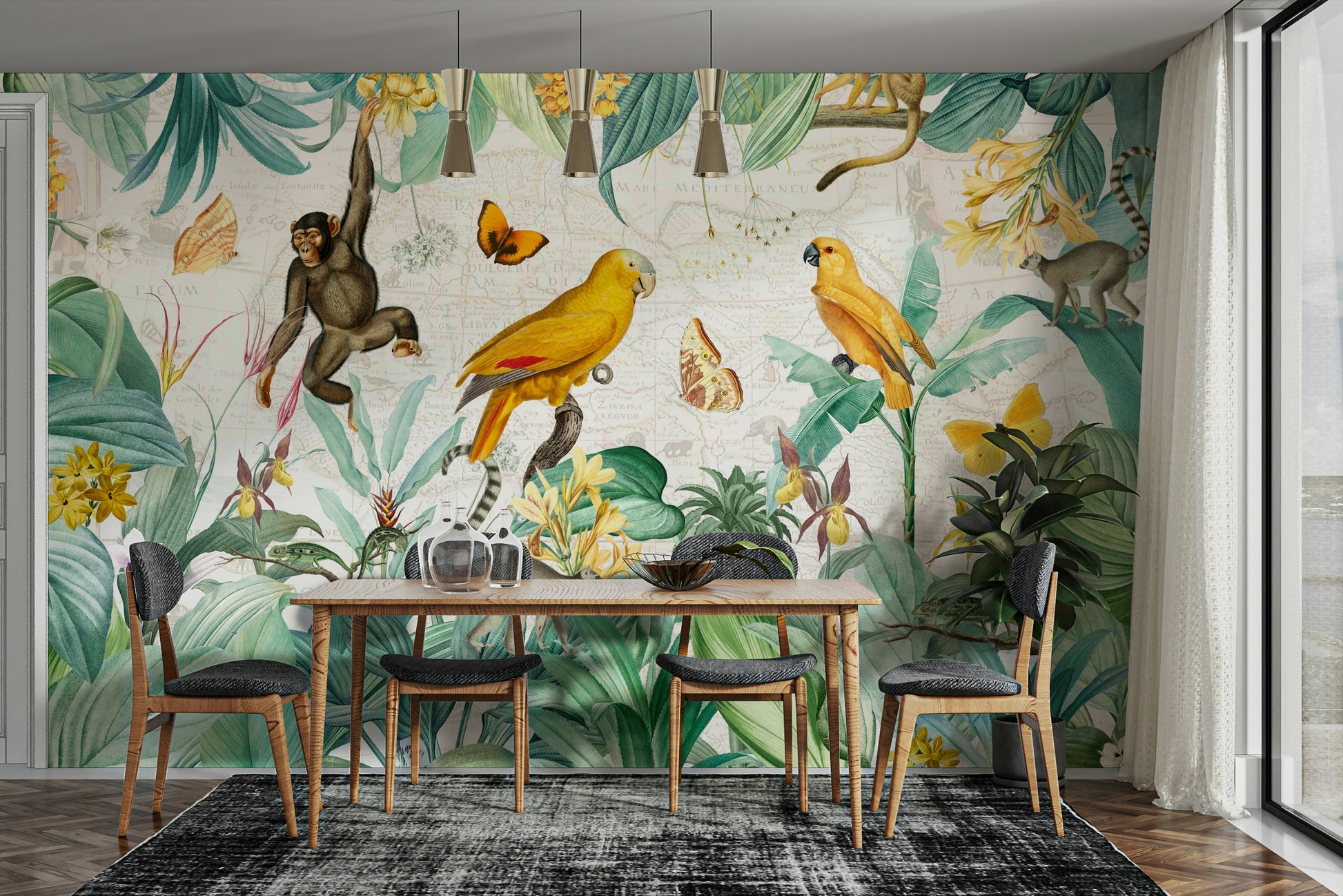 Detailed botanical wallpaper design

