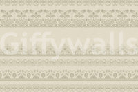 Ornate lace trim wall mural for a traditional master bedroom home décor.