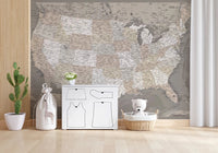 Vintage - looking detailed USA Map, Davey Wall Mural