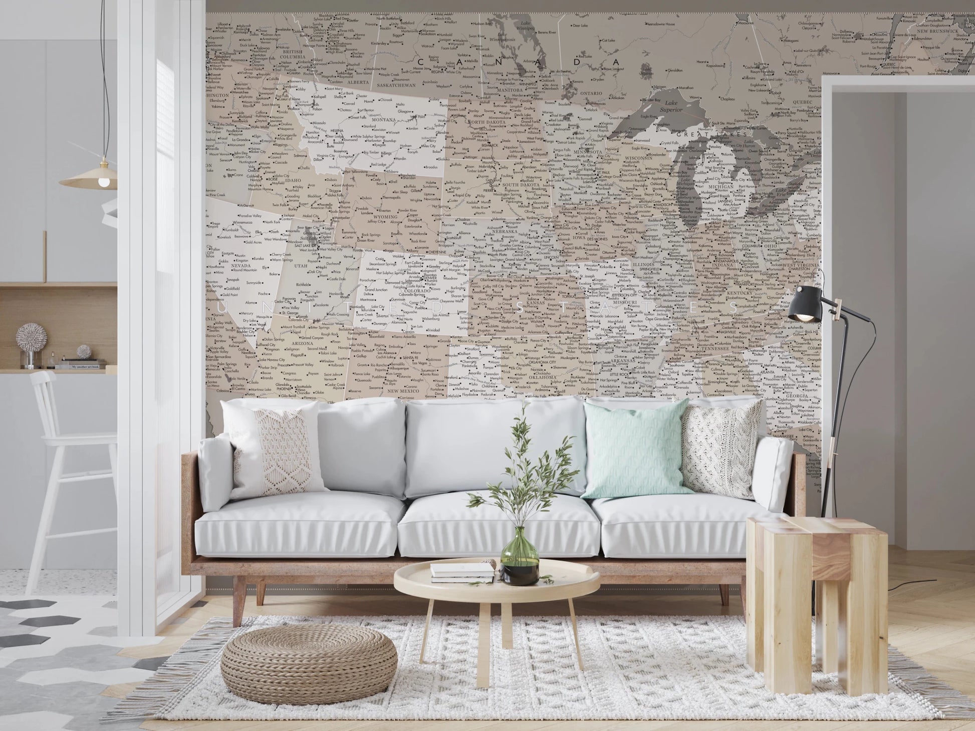 Vintage - looking detailed USA Map, Davey Wall Mural