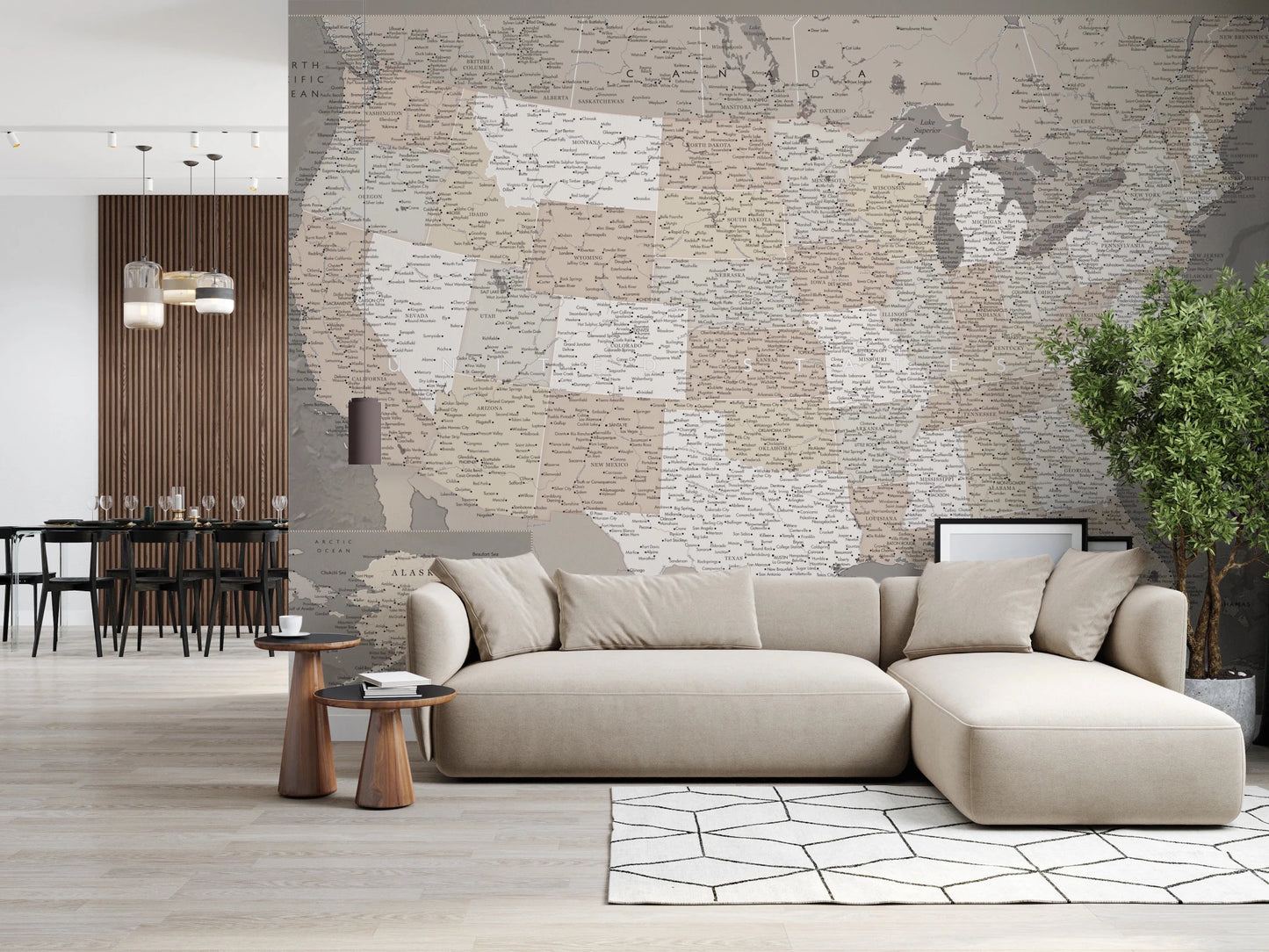 Vintage - looking detailed USA Map, Davey Wall Mural