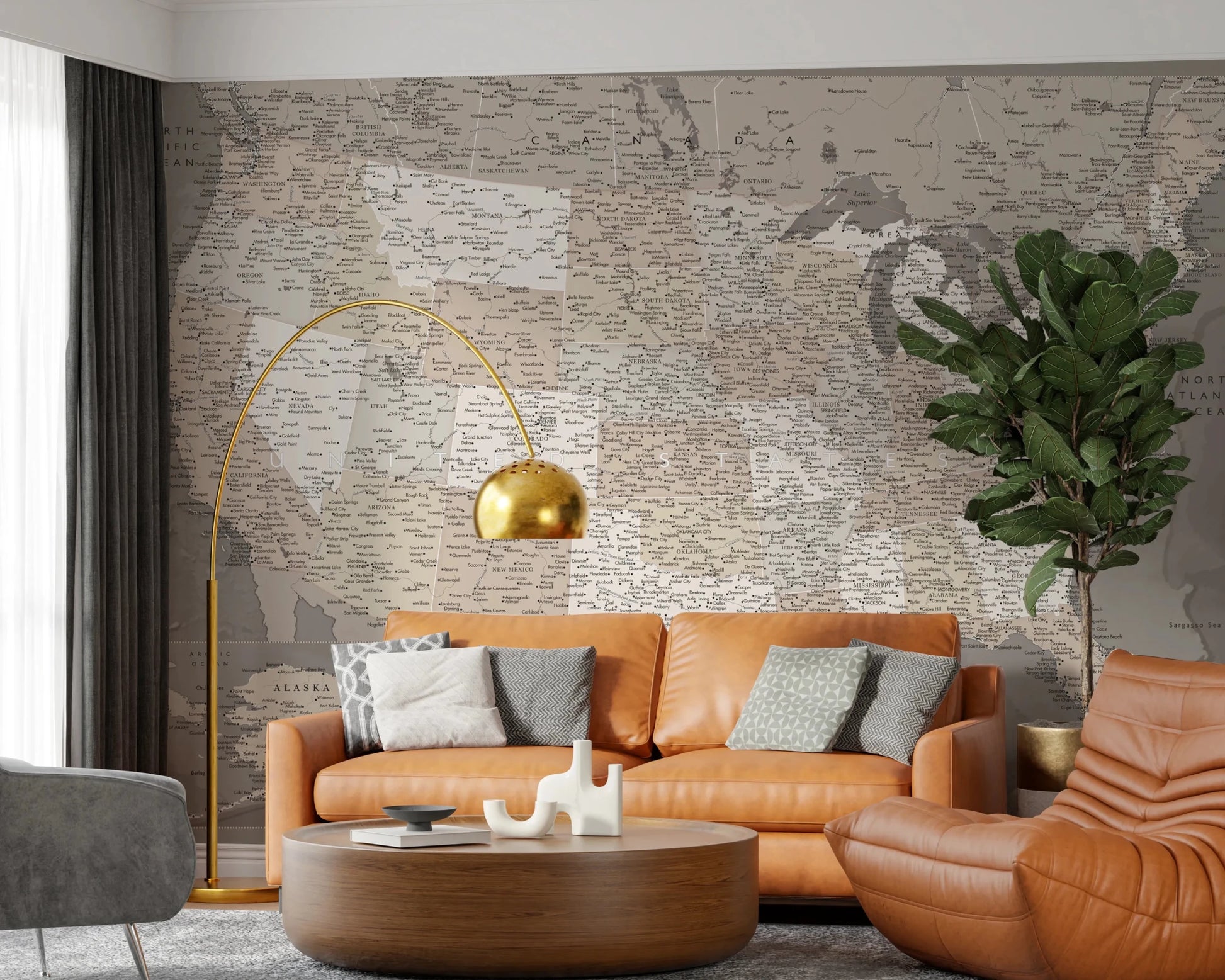 Vintage - looking detailed USA Map, Davey Wall Mural
