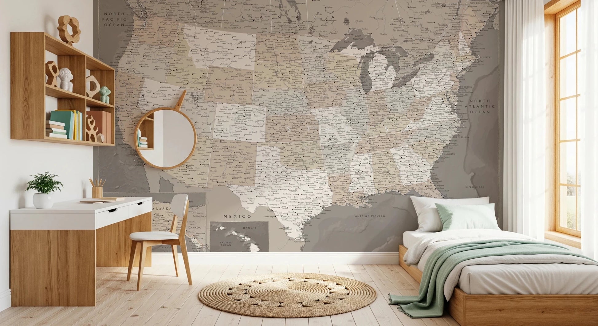 Vintage - looking detailed USA Map, Davey Wall Mural