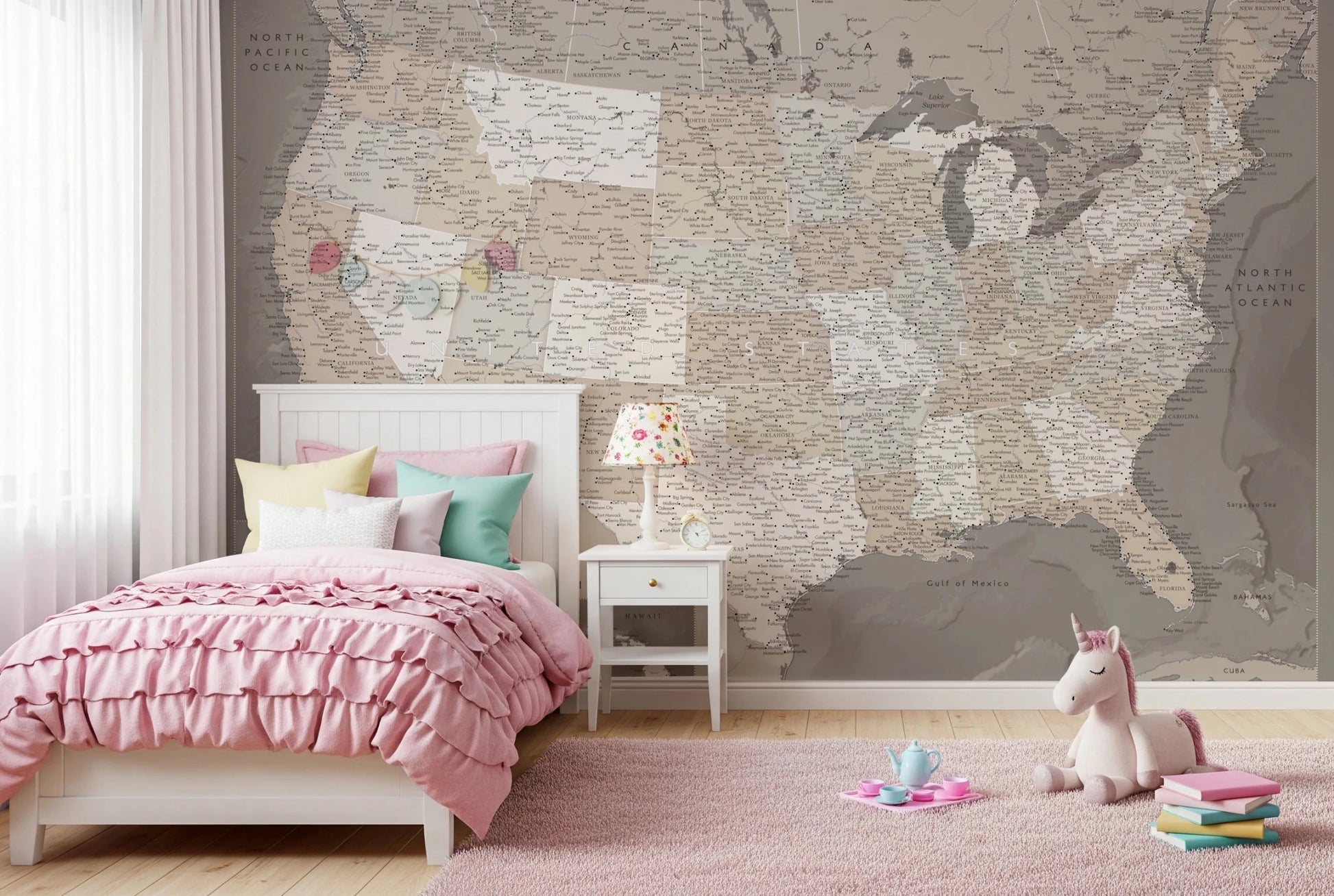 Vintage - looking detailed USA Map, Davey Wall Mural