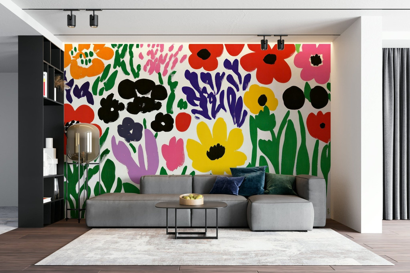 Vintage Matisse cut-out floral wall mural

