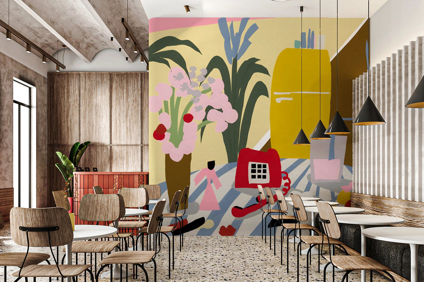 Vintage mid century kitchen still life Wall Mural