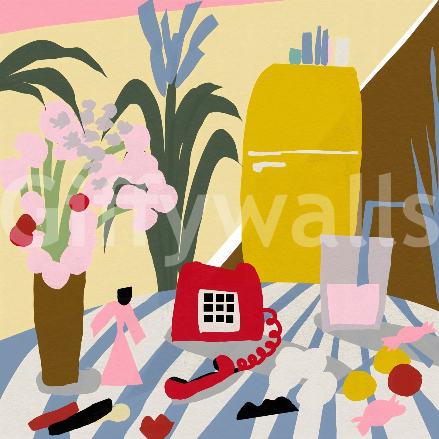 Vintage mid century kitchen still life Wall Mural