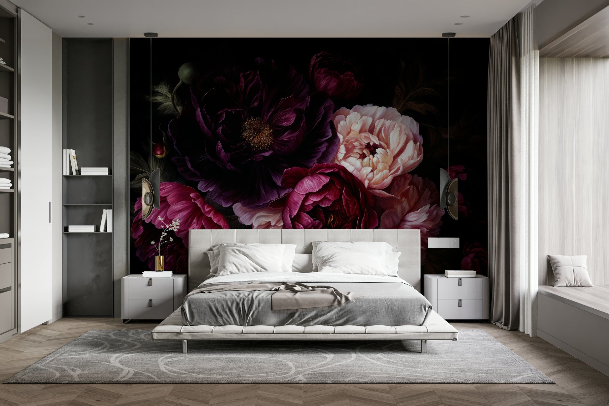 Deep midnight floral wallpaper

