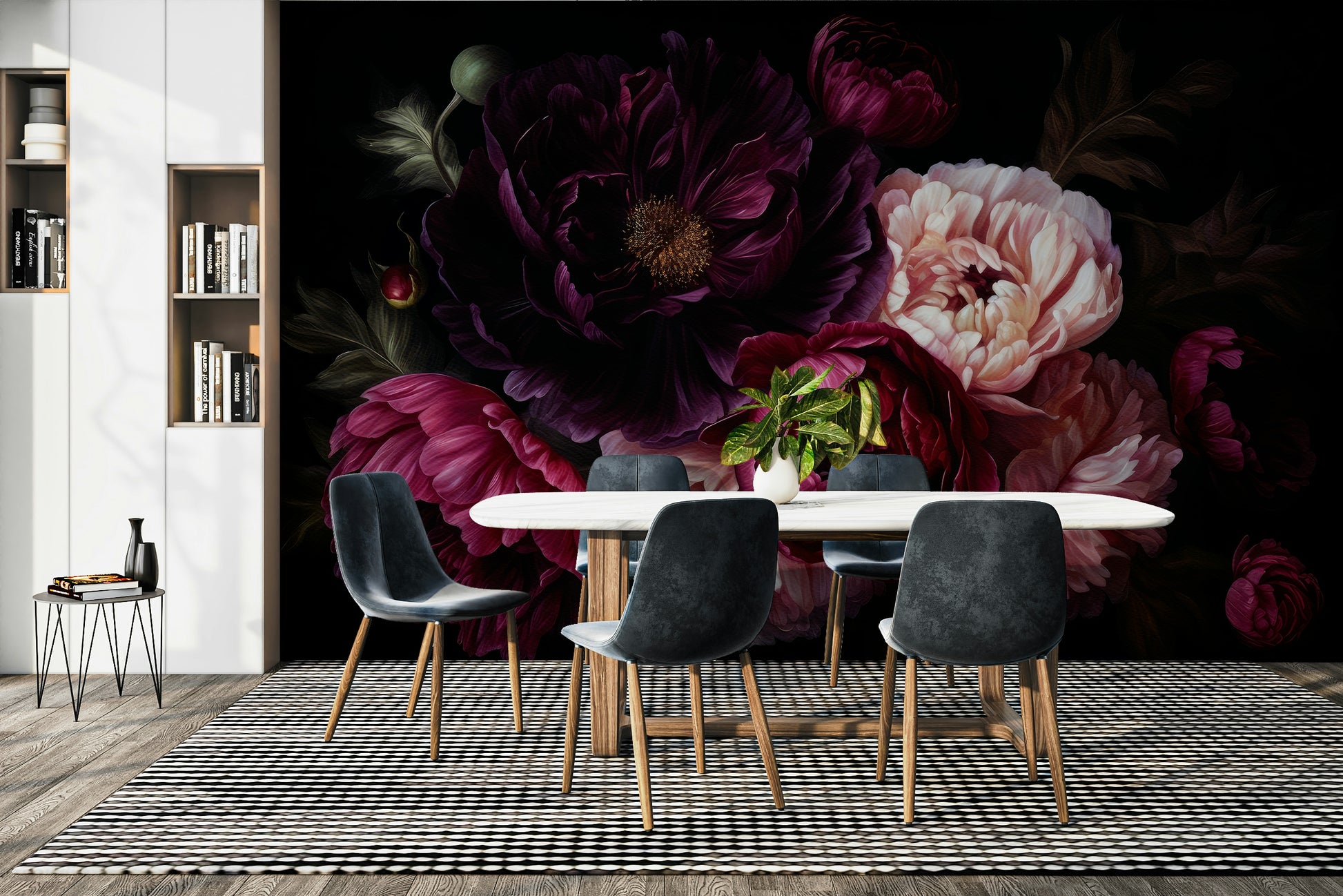 Elegant peonies flower mural

