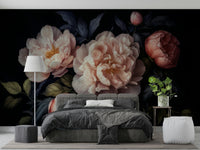 Deep blue floral wallpaper

