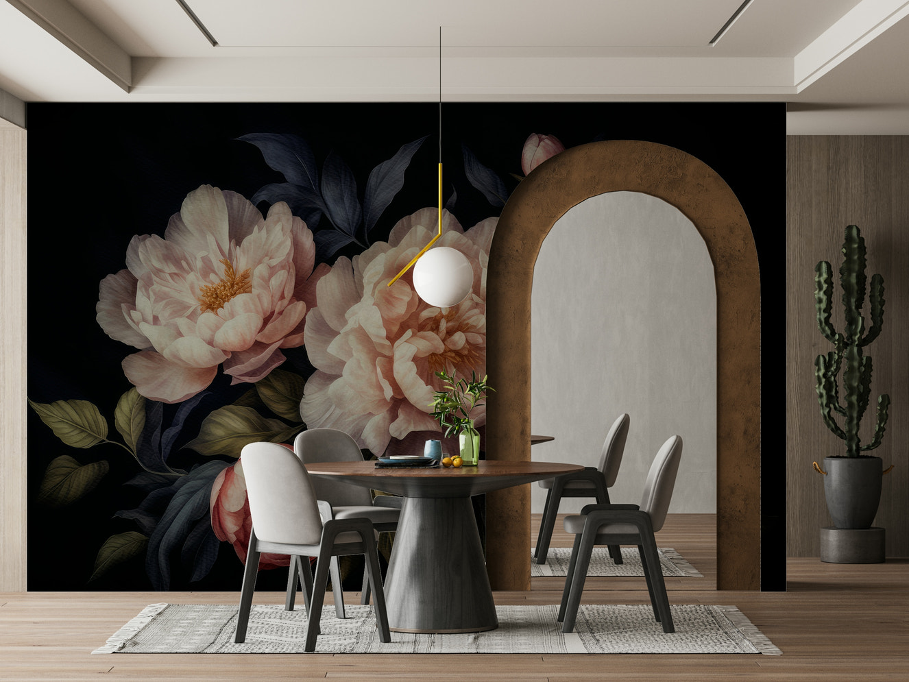 Vintage midnight flower wall mural

